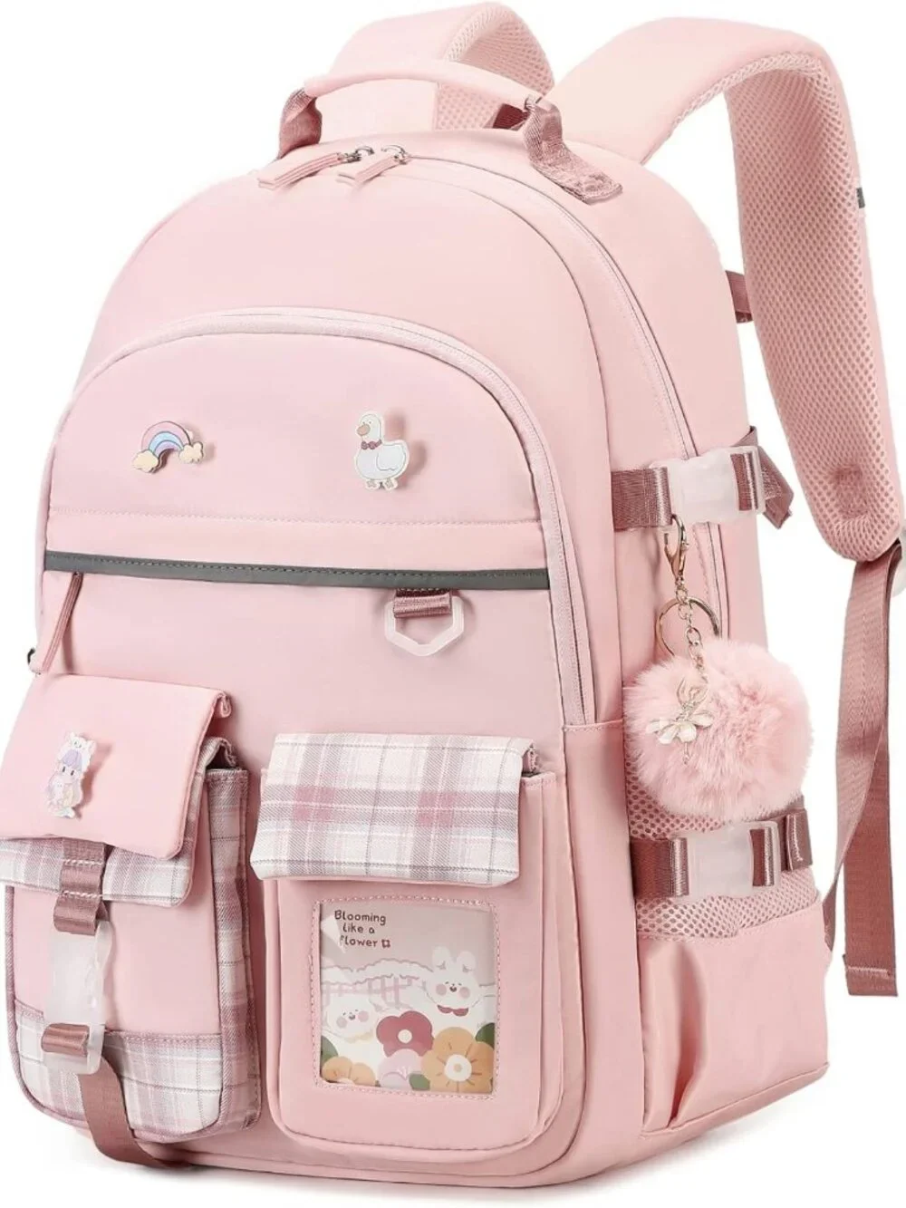 Stylish Pink Backpack for Girls - 15.6